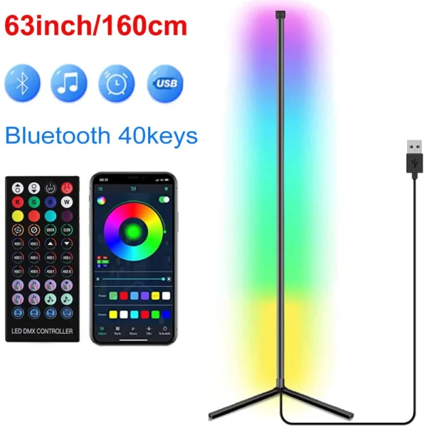 160cm Smart Tuya Corner Floor Lamp Dimmable RGB LED Modern Mood Lighting Alexa Stand Lights for Bedroom Gaming Living Room Decor - Image 8