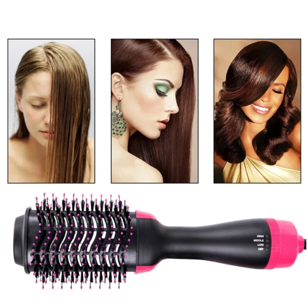 Women Hair Dryer Brush Hair Dryer Straightener Curler Massager 4 In 1 Rapid Warming One Step Volumizer Hot-Air Hair Brushes - Image 9