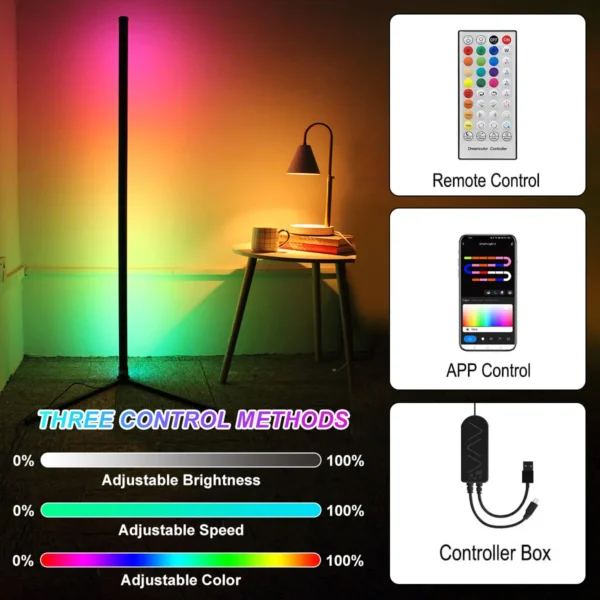 160cm Smart Tuya Corner Floor Lamp Dimmable RGB LED Modern Mood Lighting Alexa Stand Lights for Bedroom Gaming Living Room Decor - Image 5