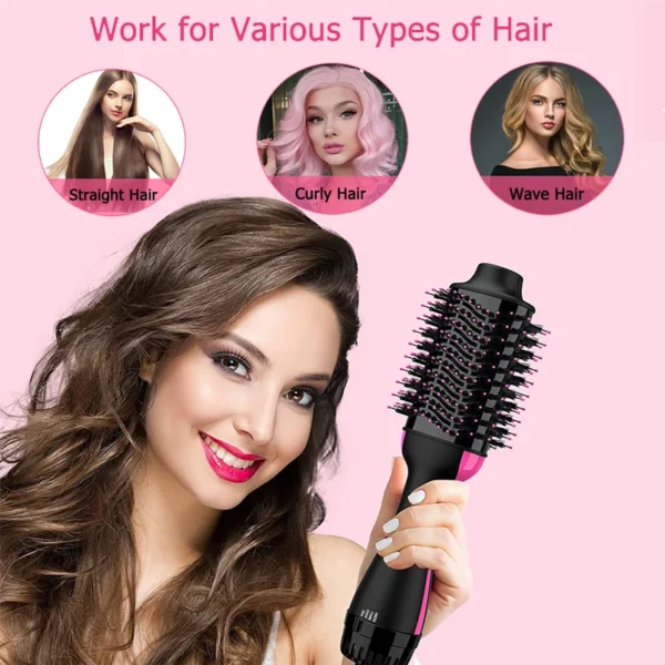 Women Hair Dryer Brush Hair Dryer Straightener Curler Massager 4 In 1 Rapid Warming One Step Volumizer Hot-Air Hair Brushes - Image 8