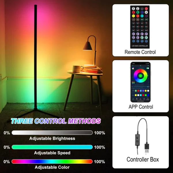 160cm Smart Tuya Corner Floor Lamp Dimmable RGB LED Modern Mood Lighting Alexa Stand Lights for Bedroom Gaming Living Room Decor - Image 15